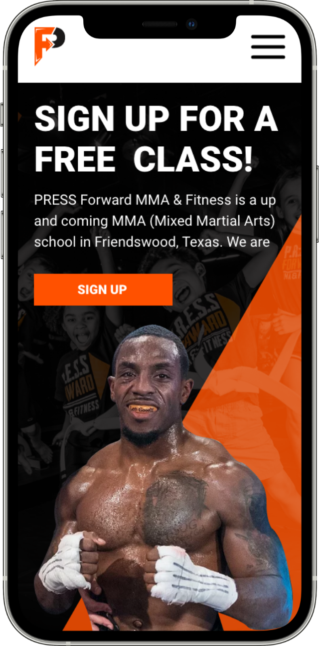 Press Forward MMA & Fitness Mobile Website